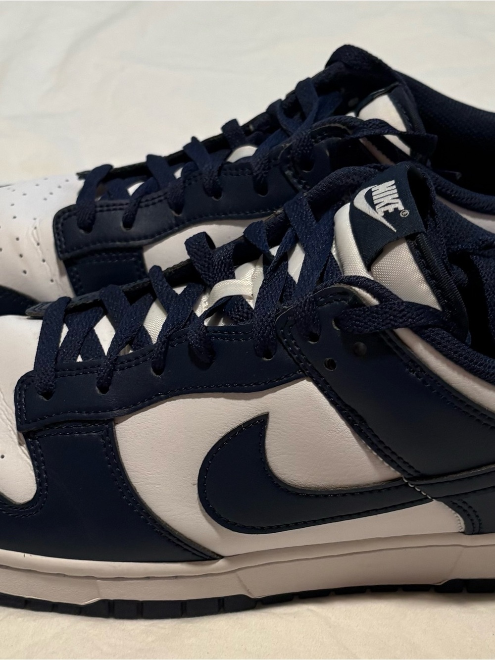 Nike Men’s Dunk Low - Navy & White Leather Sneakers